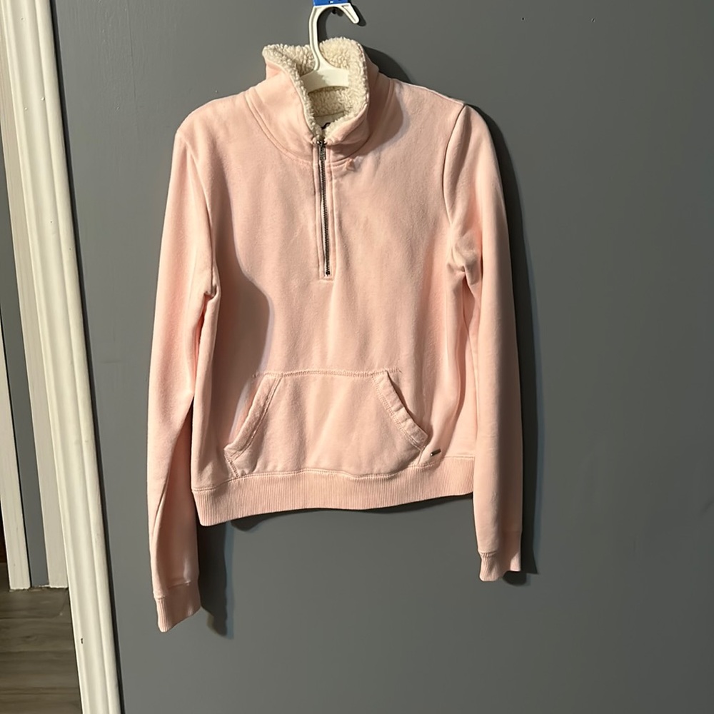 light pink sherpa sweater half zipper size small
